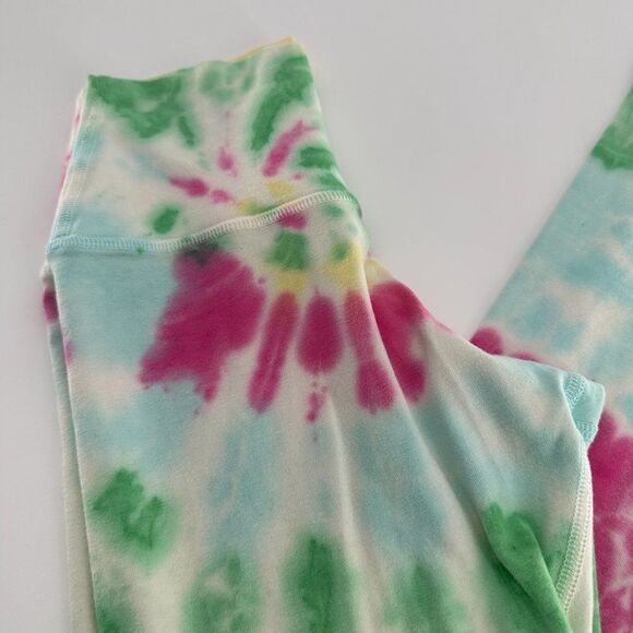 Electric & Rose Muti-Color Tie Dye High Rise Cotton Leggings - Picture 3 of 5